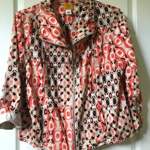 Like new. Ruby Rd. Bright coral, brown, tan and white jacket. Women’s  Size 16